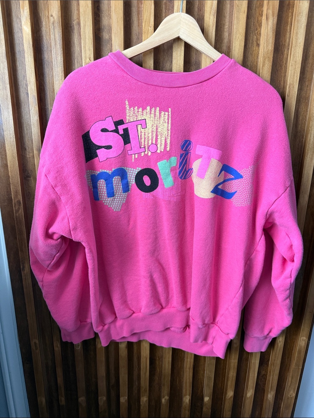 Vintage St. Mortiz Crew 100% cotton Neck Boxy Pullover Sweatshirt. Size L